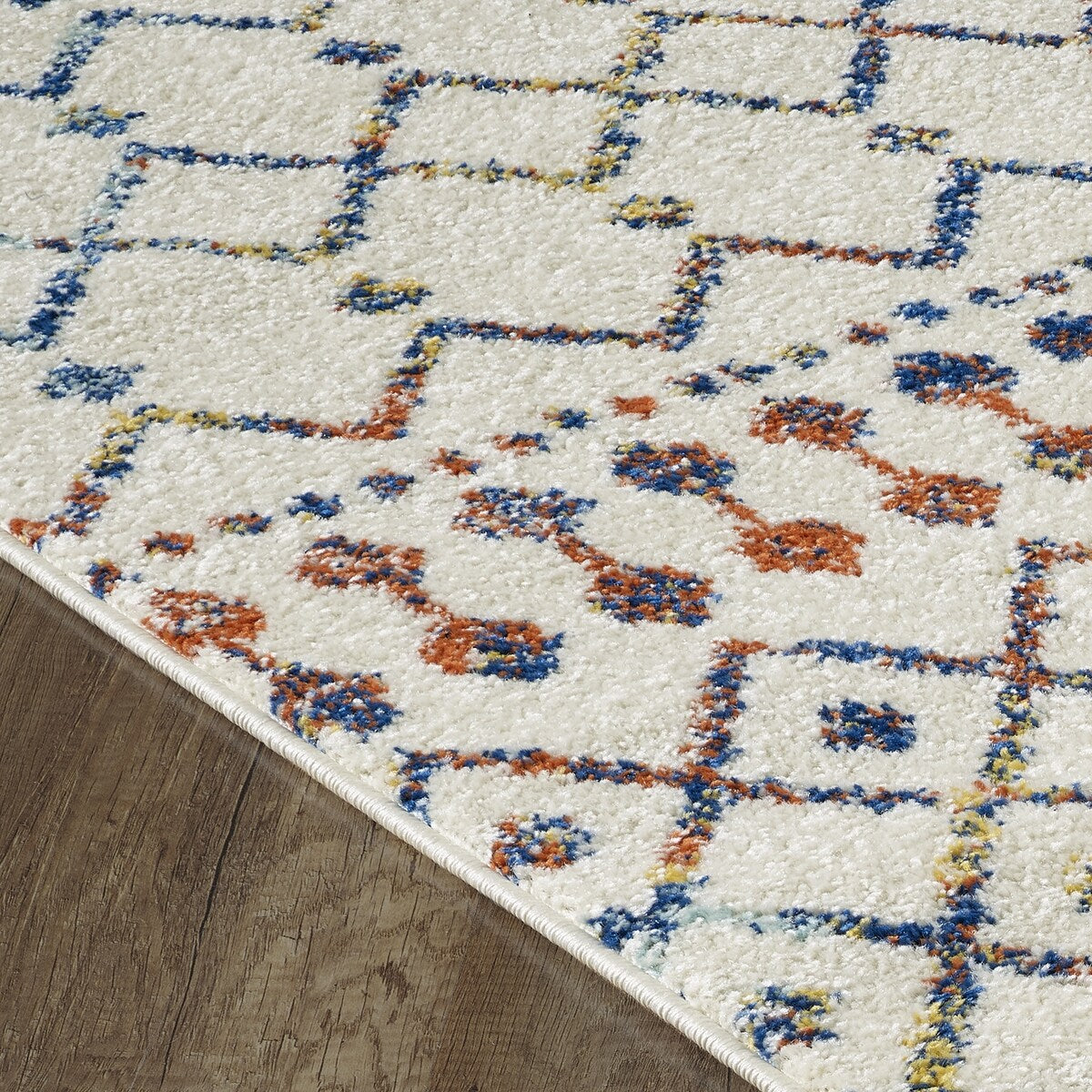 Totti Grid Cream/Multicolor 6x9 Geometric Rug - 6' X 9' Rectangular - 6' X 9' Rectangular