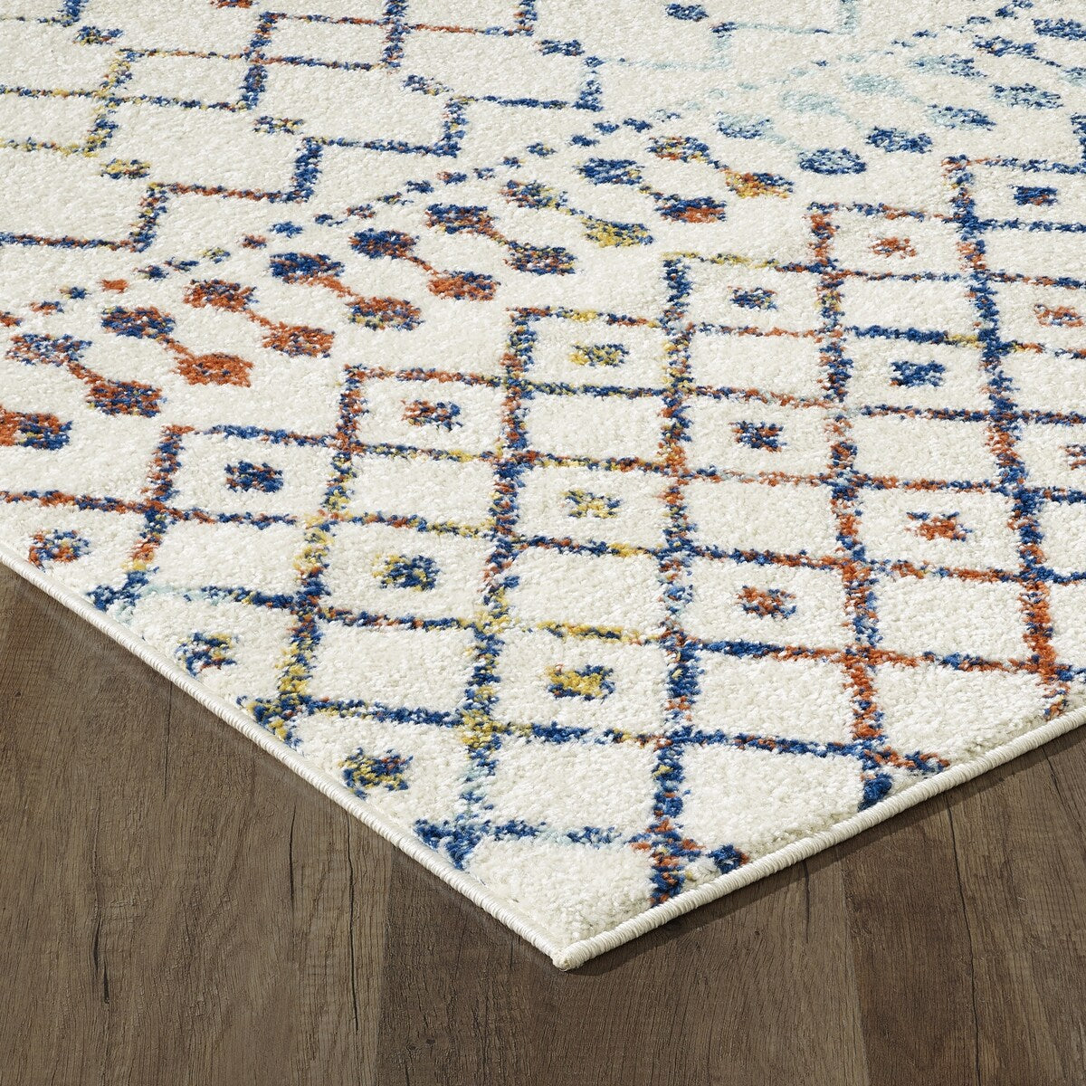 Totti Grid Cream/Multicolor 6x9 Geometric Rug - 6' X 9' Rectangular - 6' X 9' Rectangular