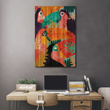 Toucan Flock Print On Wood by 83 Oranges - Multi-Color