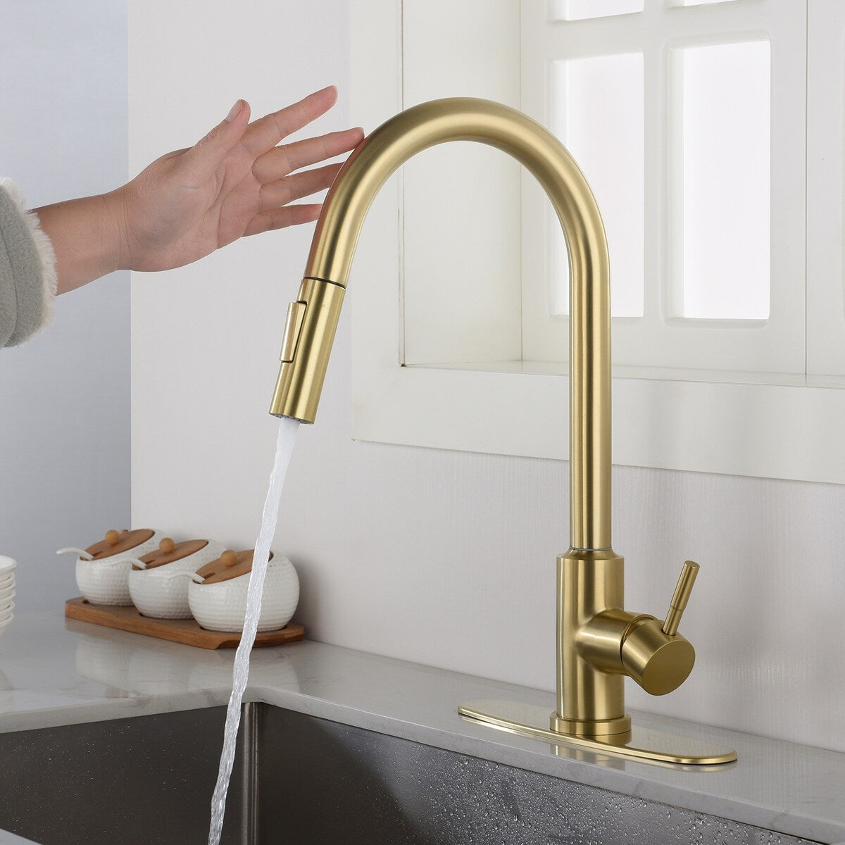 Touch Kitchen Faucet w/Pull Down Sprayer Single Handle Sink Faucets