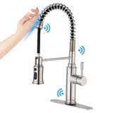 Touch Kitchen Faucet with Pull Down Sprayer, Brushed Nickel - Total Height : 19.25 Inches