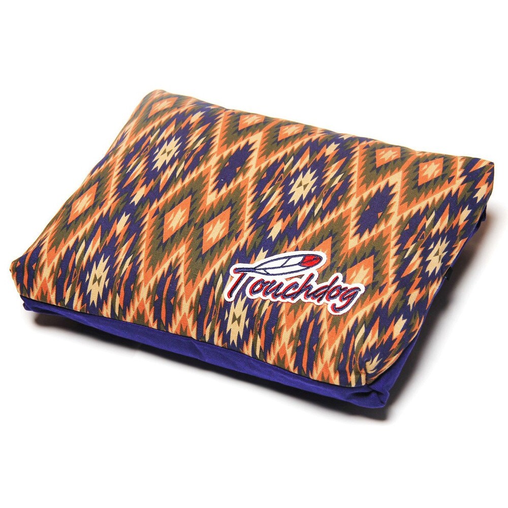 Touchdog 70's Vintage-Tribal Throwback Diamond Patterned Ultra-Plush Rectangular-Boxed Dog Bed