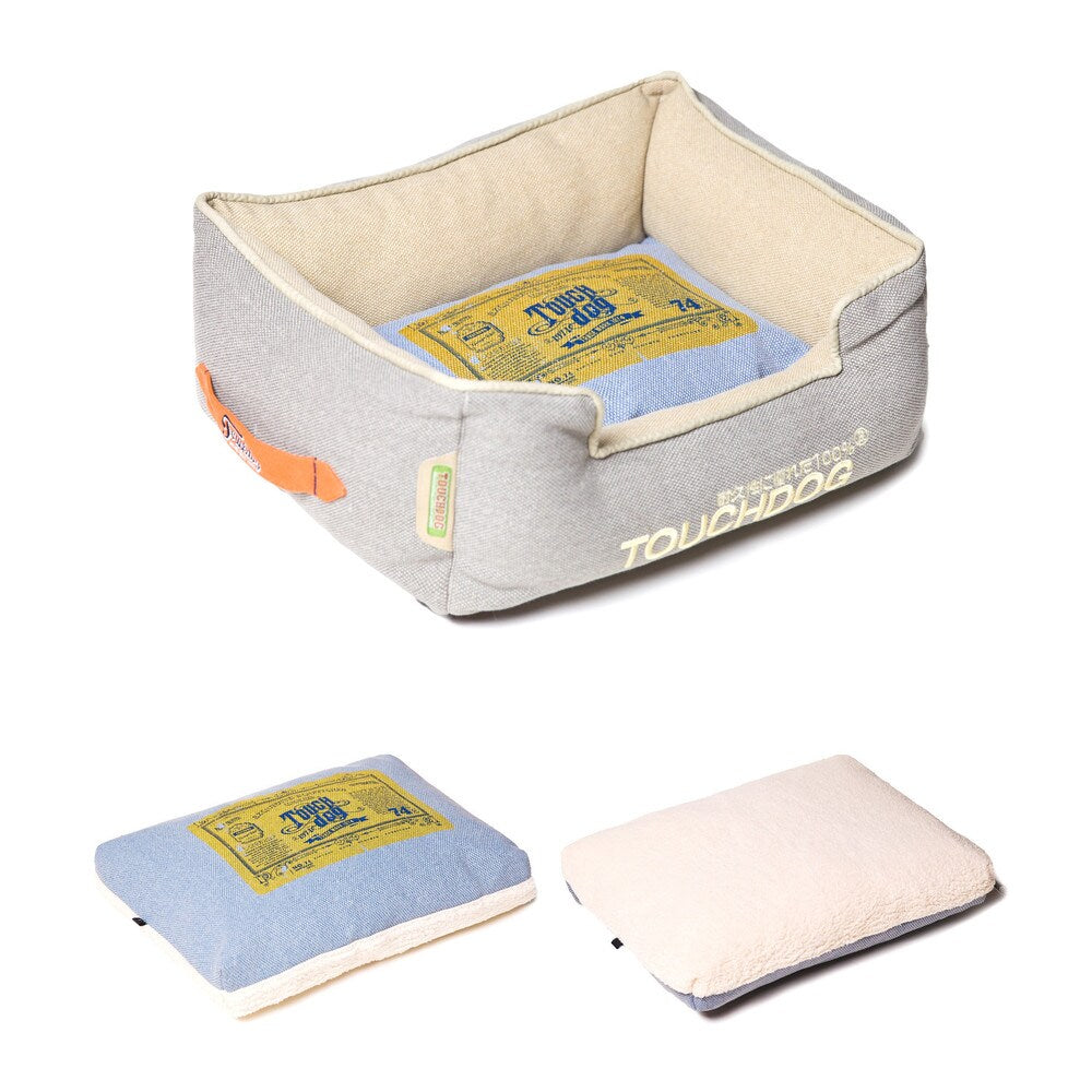 Touchdog Original Denim Classical Rectangular and Reversible Dog Bed