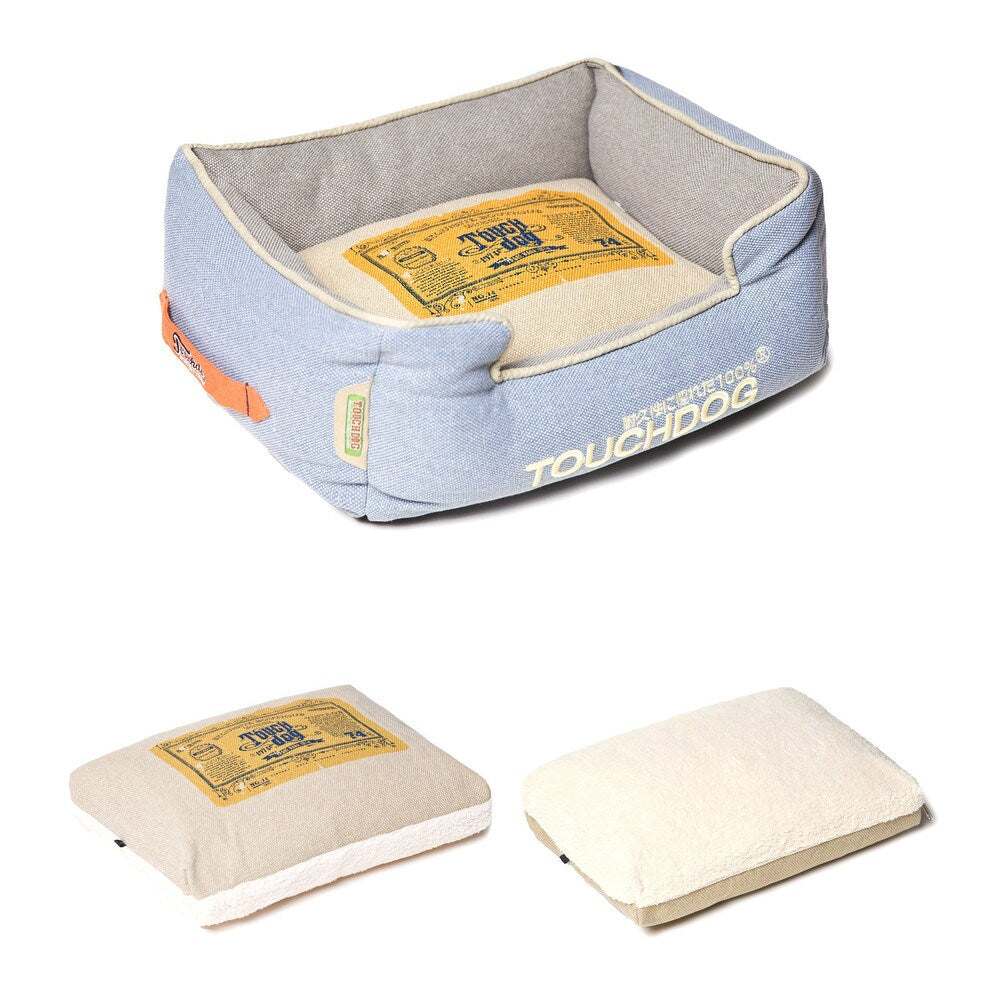 Touchdog Original Denim Classical Rectangular and Reversible Dog Bed