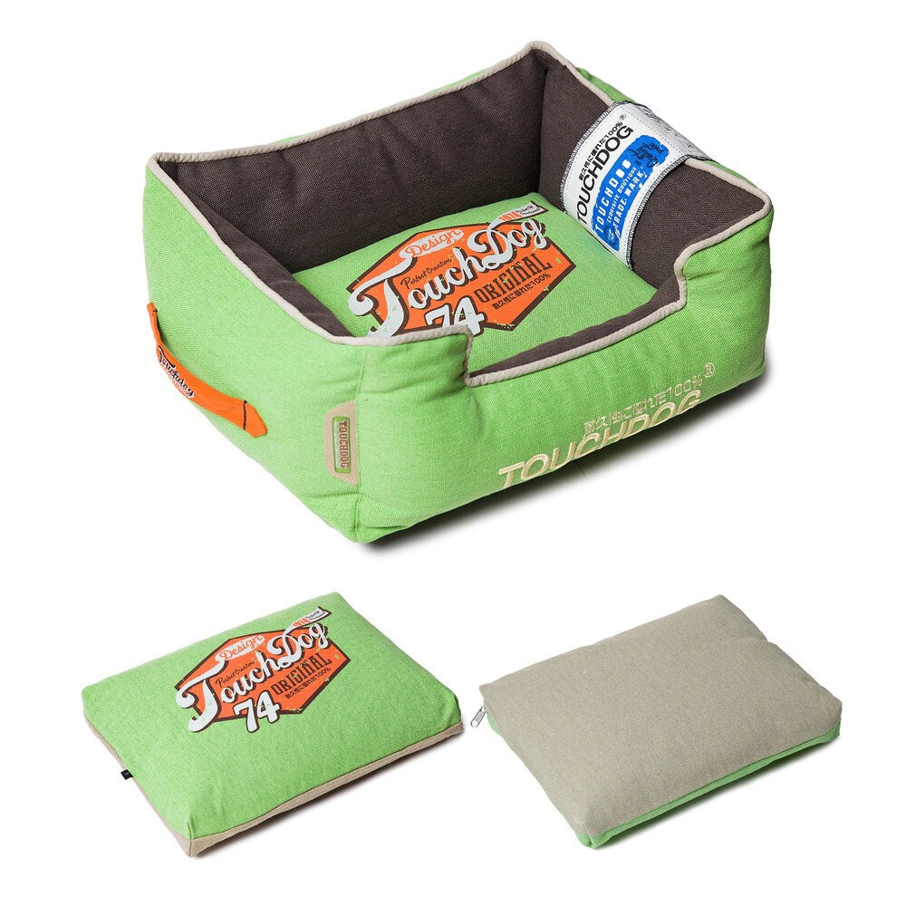 Touchdog Original Sporty Vintage Throwback Reversible Plush Rectangular Dog Bed