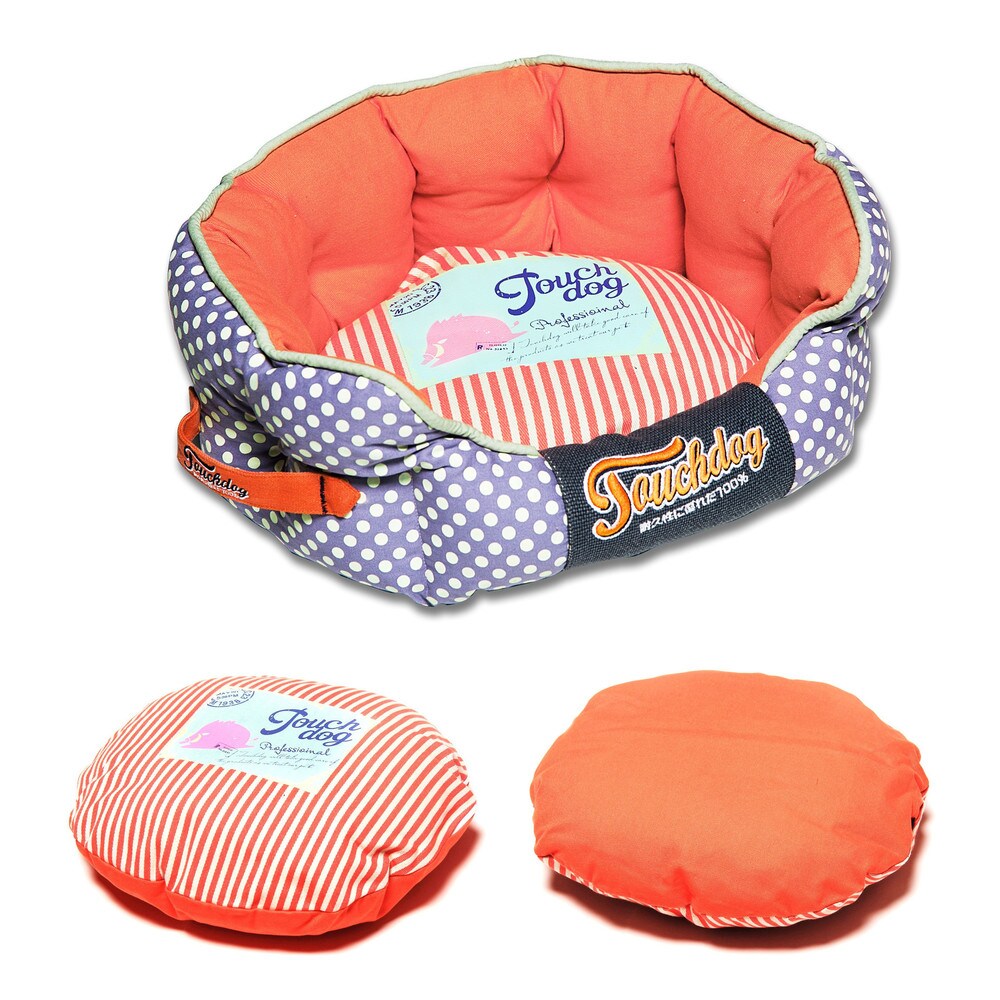 Touchdog Polka-Striped Polo Rounded Fashion Dog Bed