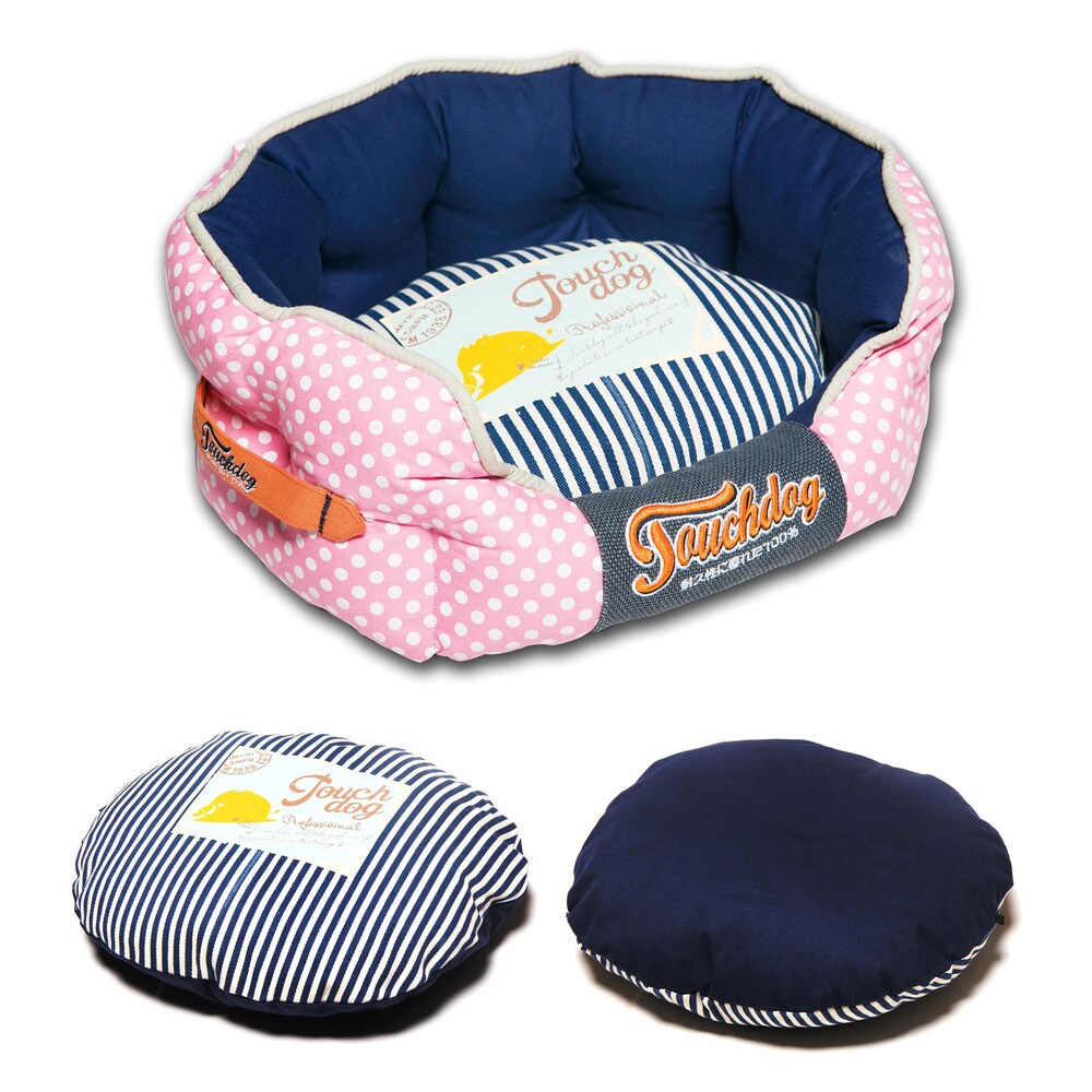 Touchdog Polka-Striped Polo Rounded Fashion Dog Bed