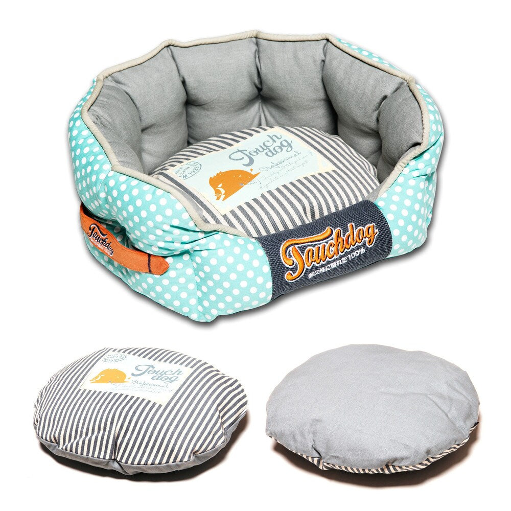 Touchdog Polka-Striped Polo Rounded Fashion Dog Bed