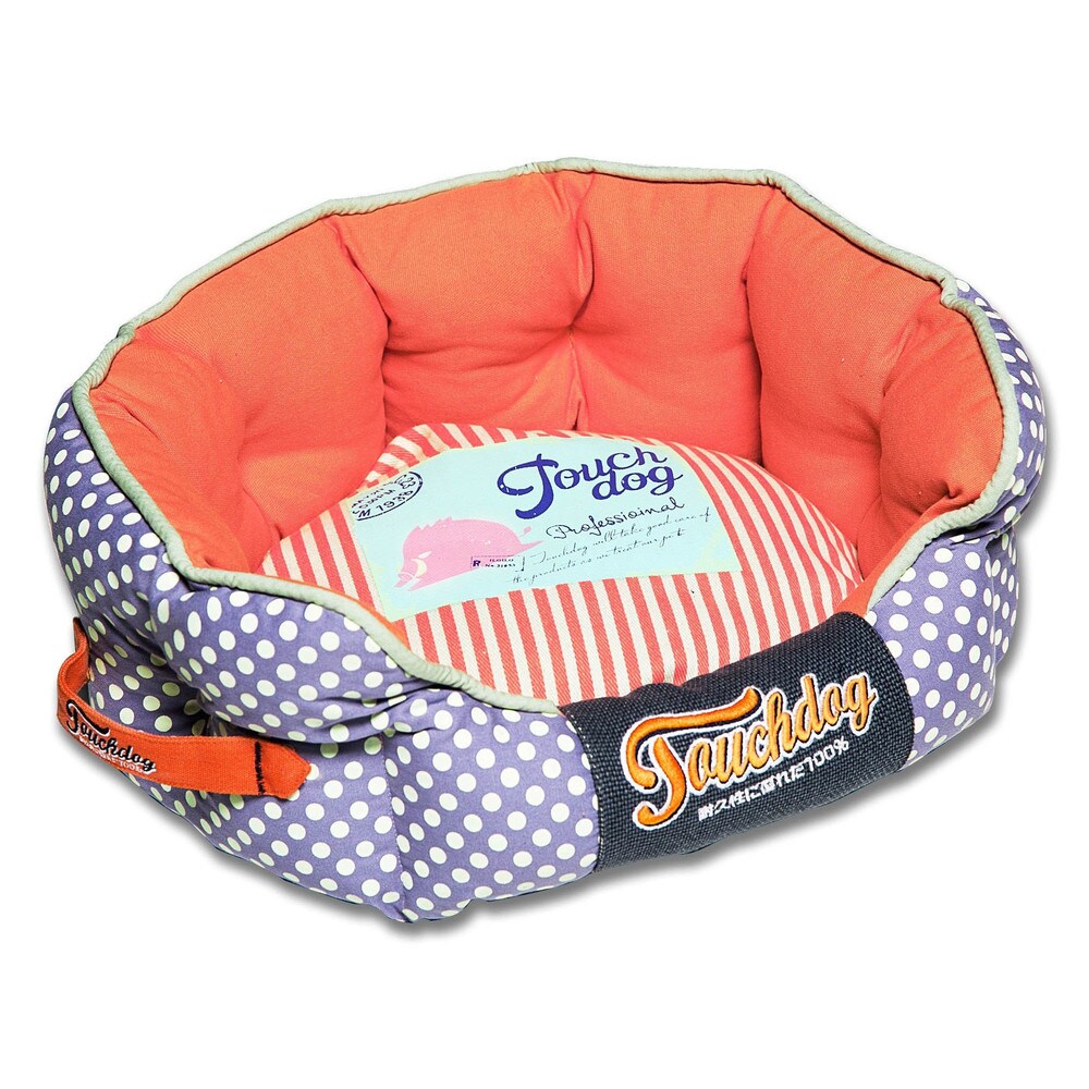 Touchdog Polka-Striped Polo Rounded Fashion Dog Bed