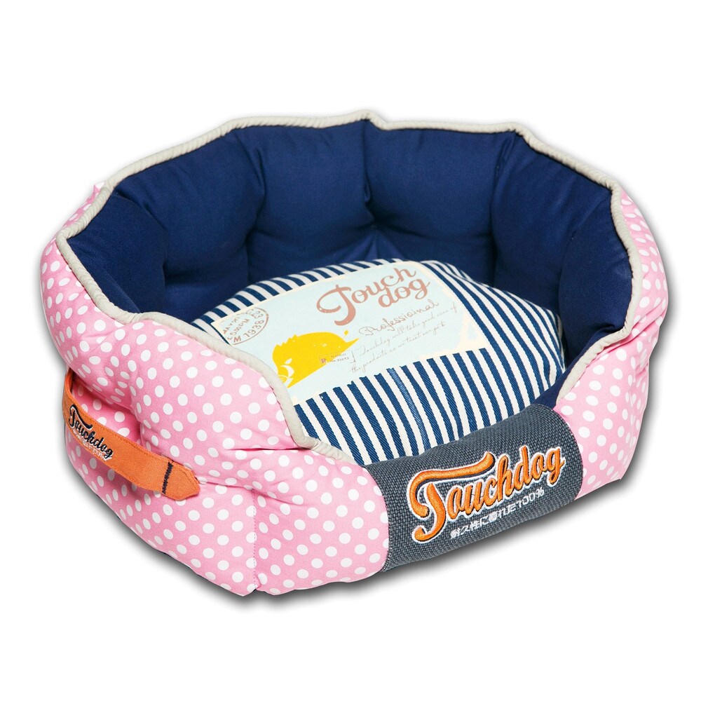 Touchdog Polka-Striped Polo Rounded Fashion Dog Bed