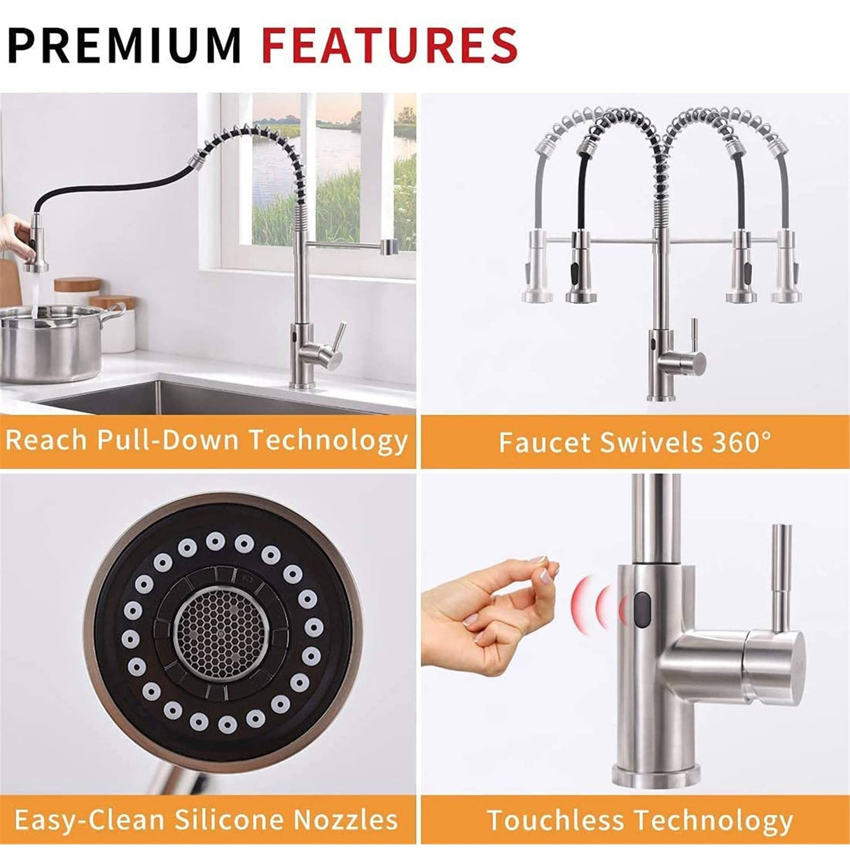 Touchless Pull Down Kitchen Faucet Single Handle Commercial Kitchen Sink Faucets With Sprayer Smart Single Hole Taps With Valve