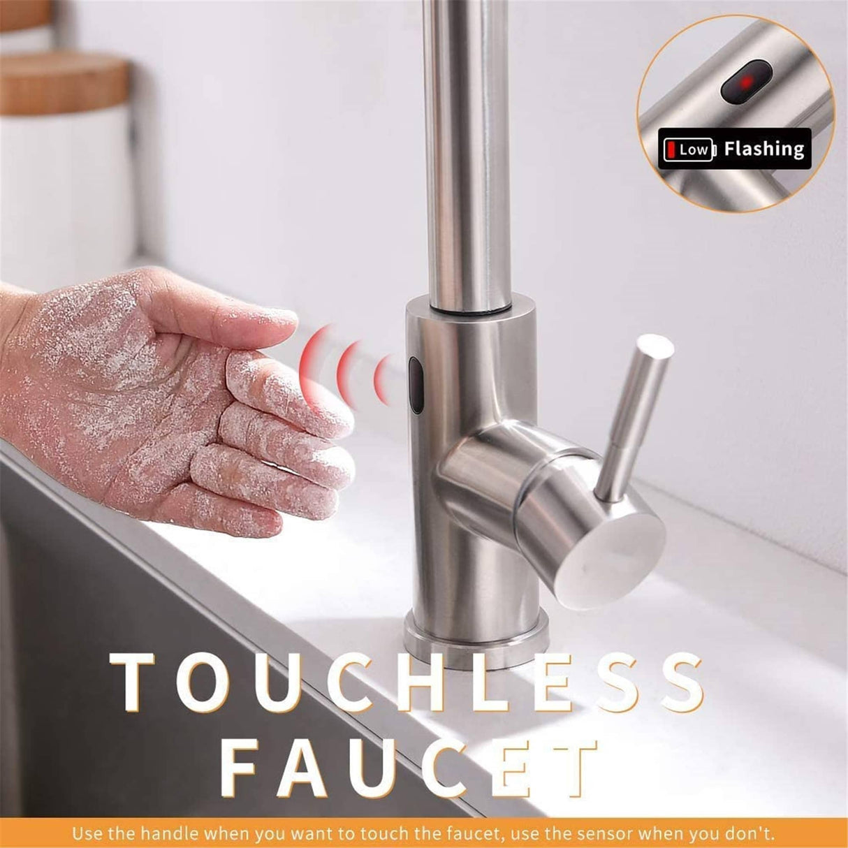 Touchless Pull Down Kitchen Faucet Single Handle Commercial Kitchen Sink Faucets With Sprayer Smart Single Hole Taps With Valve