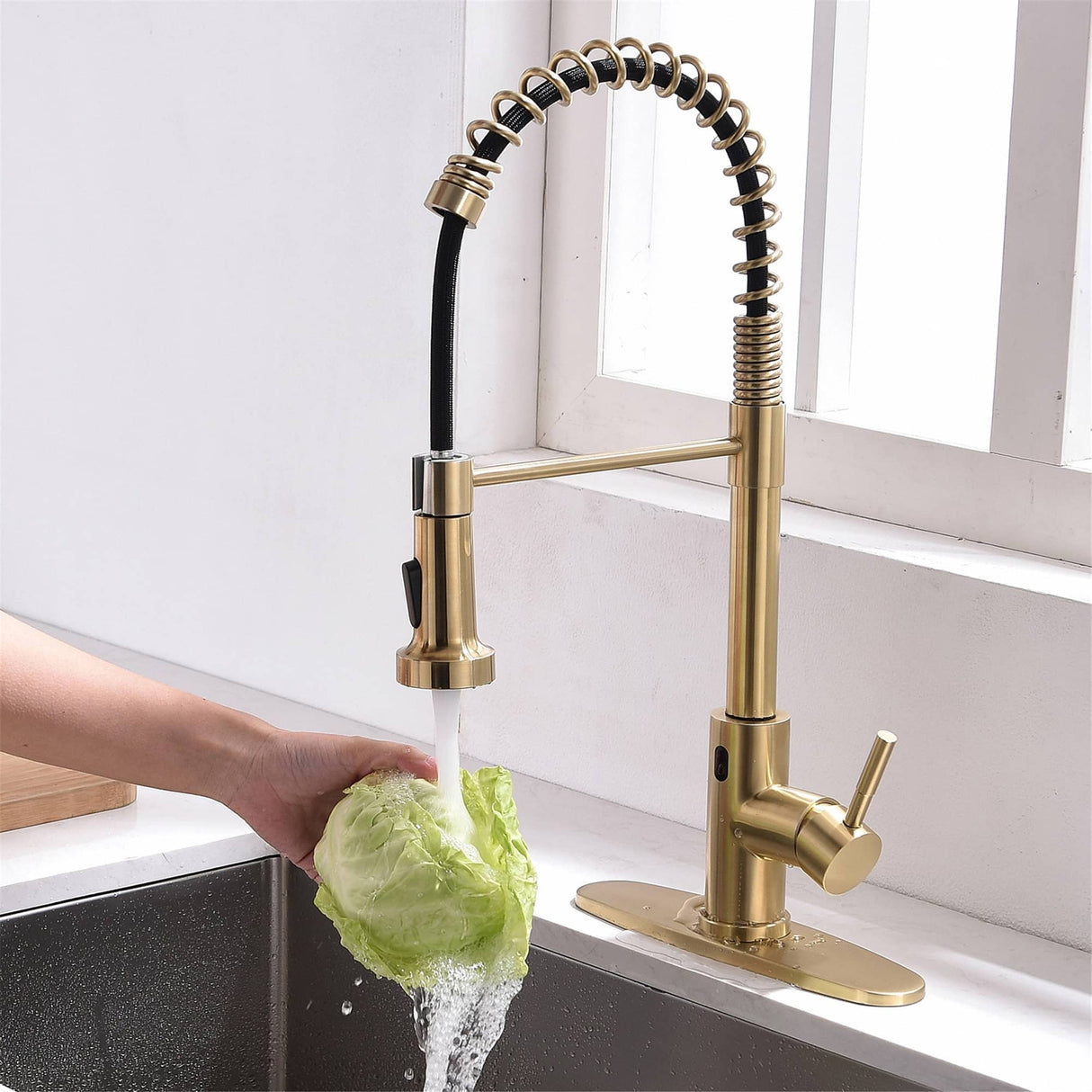 Touchless Pull Down Kitchen Faucet Single Handle Commercial Kitchen Sink Faucets With Sprayer Smart Single Hole Taps With Valve