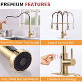 Touchless Pull Down Kitchen Faucet Single Handle Commercial Kitchen Sink Faucets With Sprayer Smart Single Hole Taps With Valve