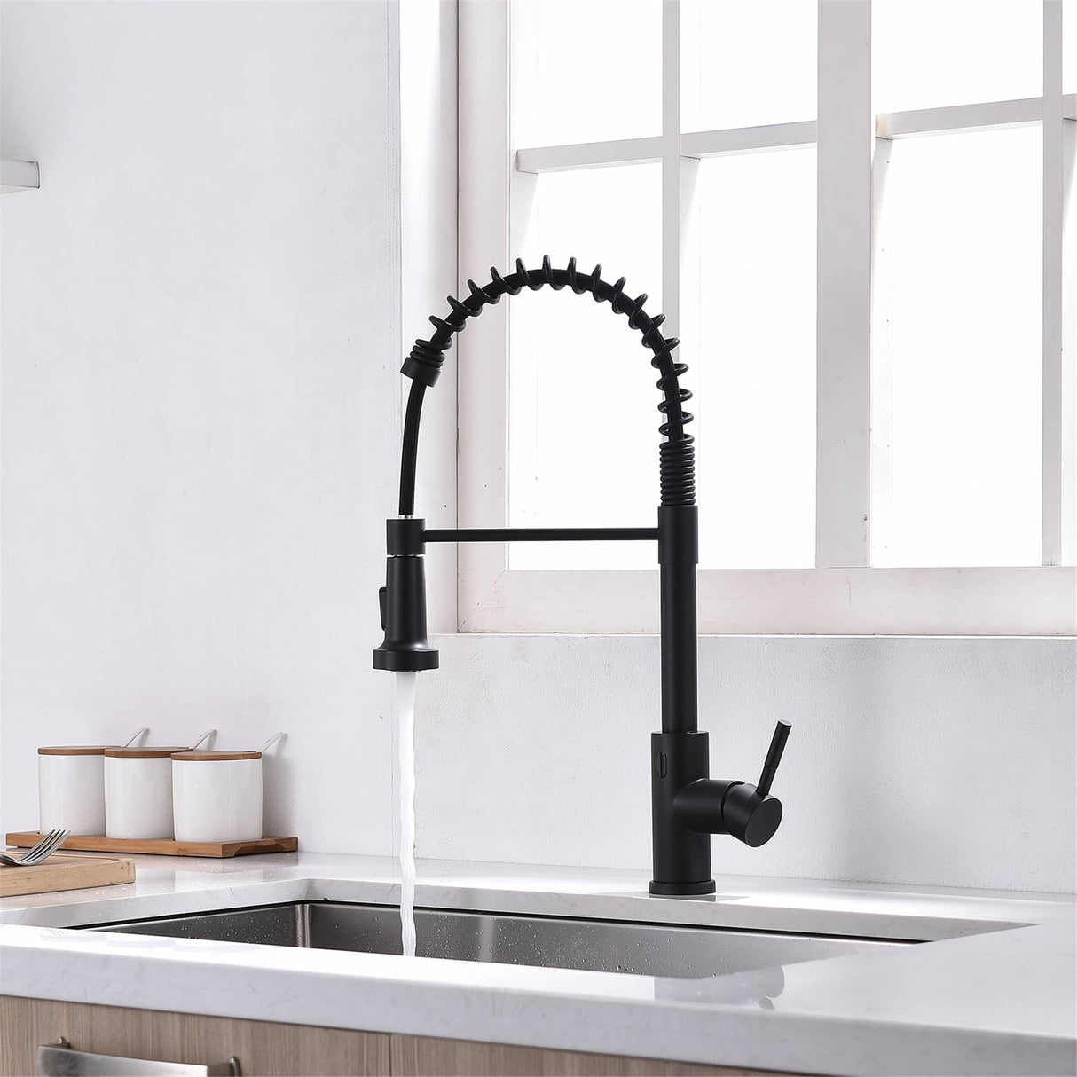 Touchless Pull Down Kitchen Faucet Single Handle Commercial Kitchen Sink Faucets With Sprayer Smart Single Hole Taps With Valve