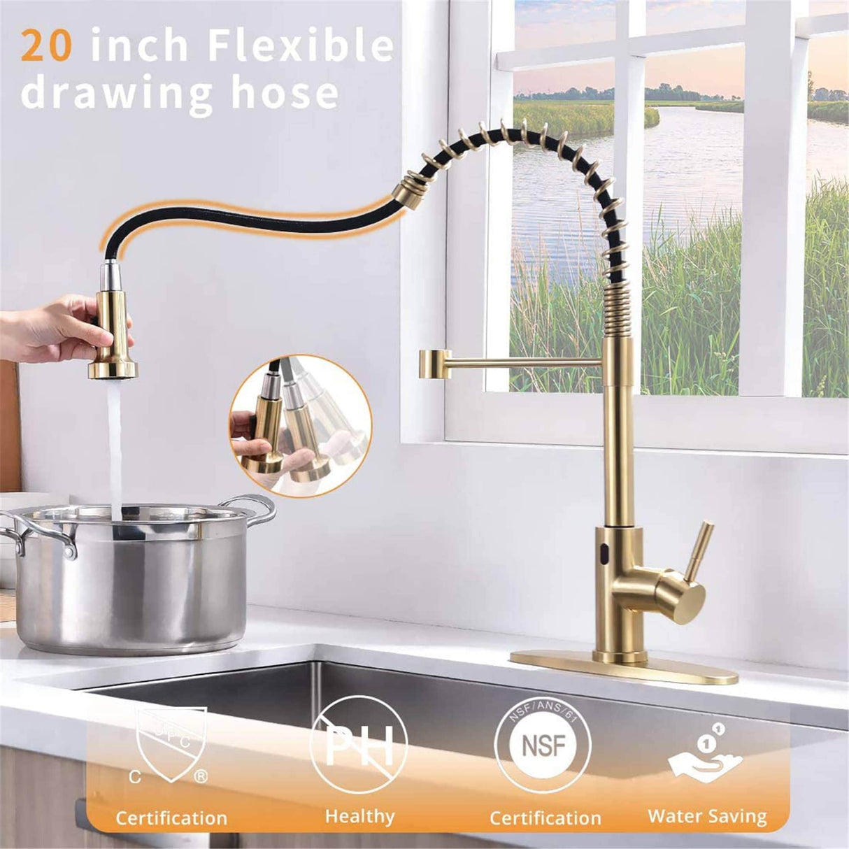 Touchless Pull Down Kitchen Faucet Single Handle Commercial Kitchen Sink Faucets With Sprayer Smart Single Hole Taps With Valve