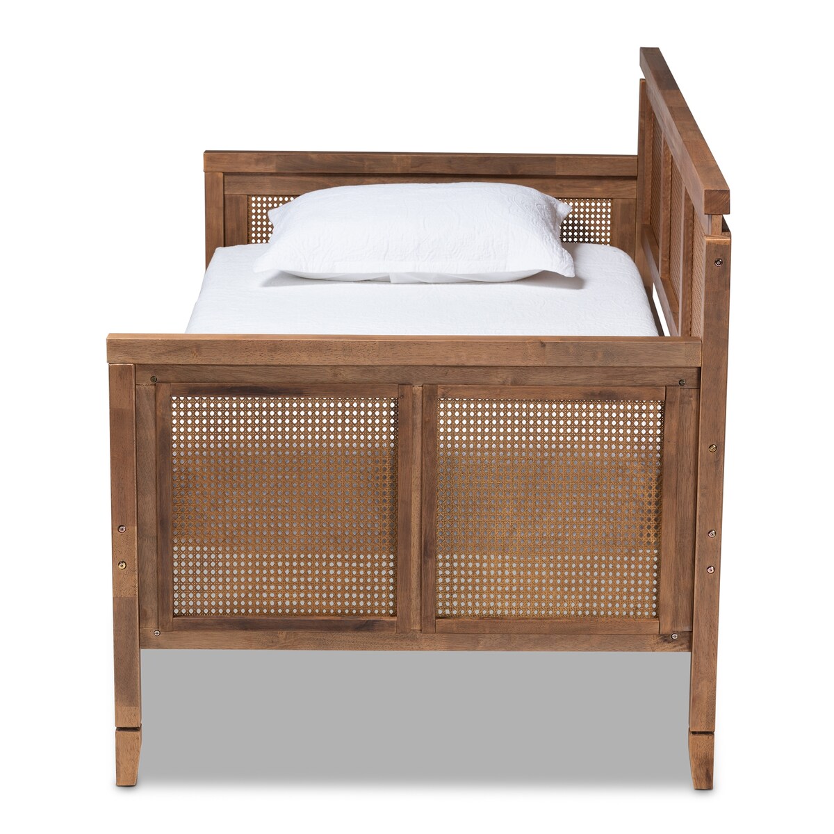 Toveli Vintage French Inspired Ash Wanut Finished Wood and Synthetic Rattan Daybed