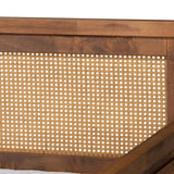 Toveli Vintage French Walnut Wood and Rattan Full Size Daybed