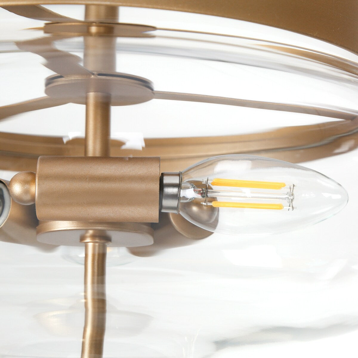 Modern Semi-Flush Mount Teardrop Glass 3-light Brass Metal Light Fixture - Brass Gold - D12.6" x H 13"