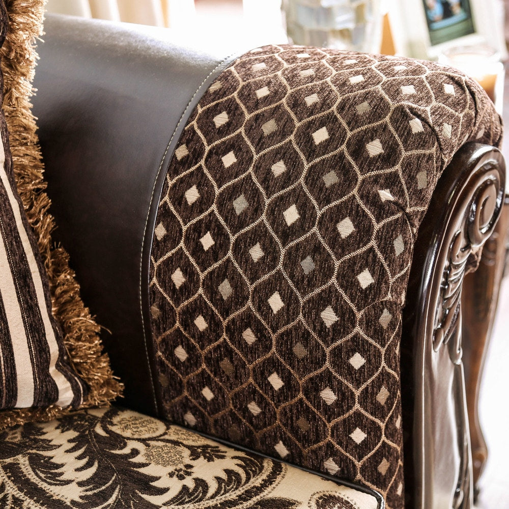 Rend Traditional Faux Leather Rolled Arms Tufted Sofa by Furniture of America