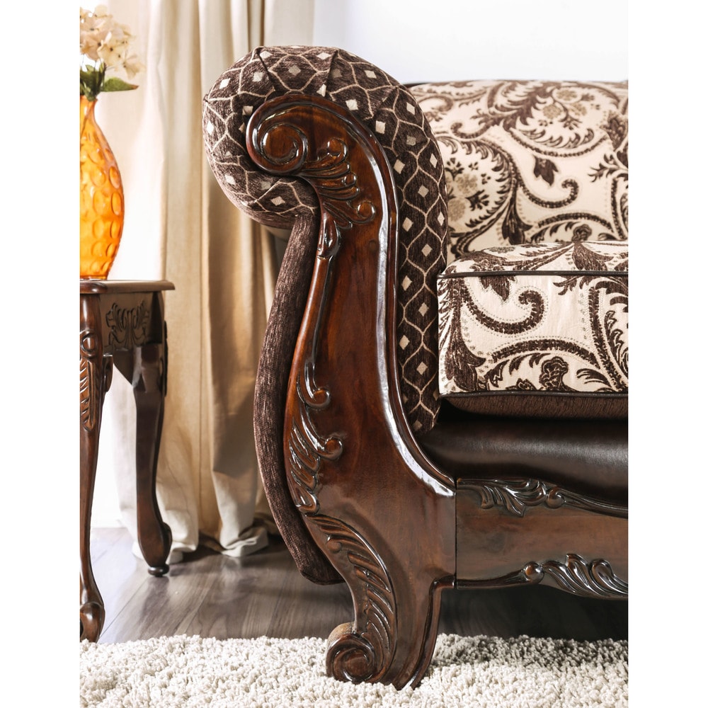 Rend Traditional Faux Leather Rolled Arms Tufted Sofa by Furniture of America