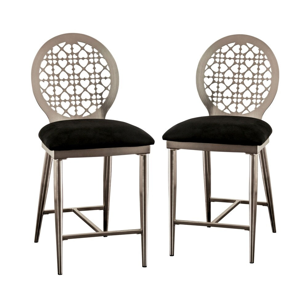 Furniture of America Tend Contemporary Silver Counter Chairs (Set of 2)