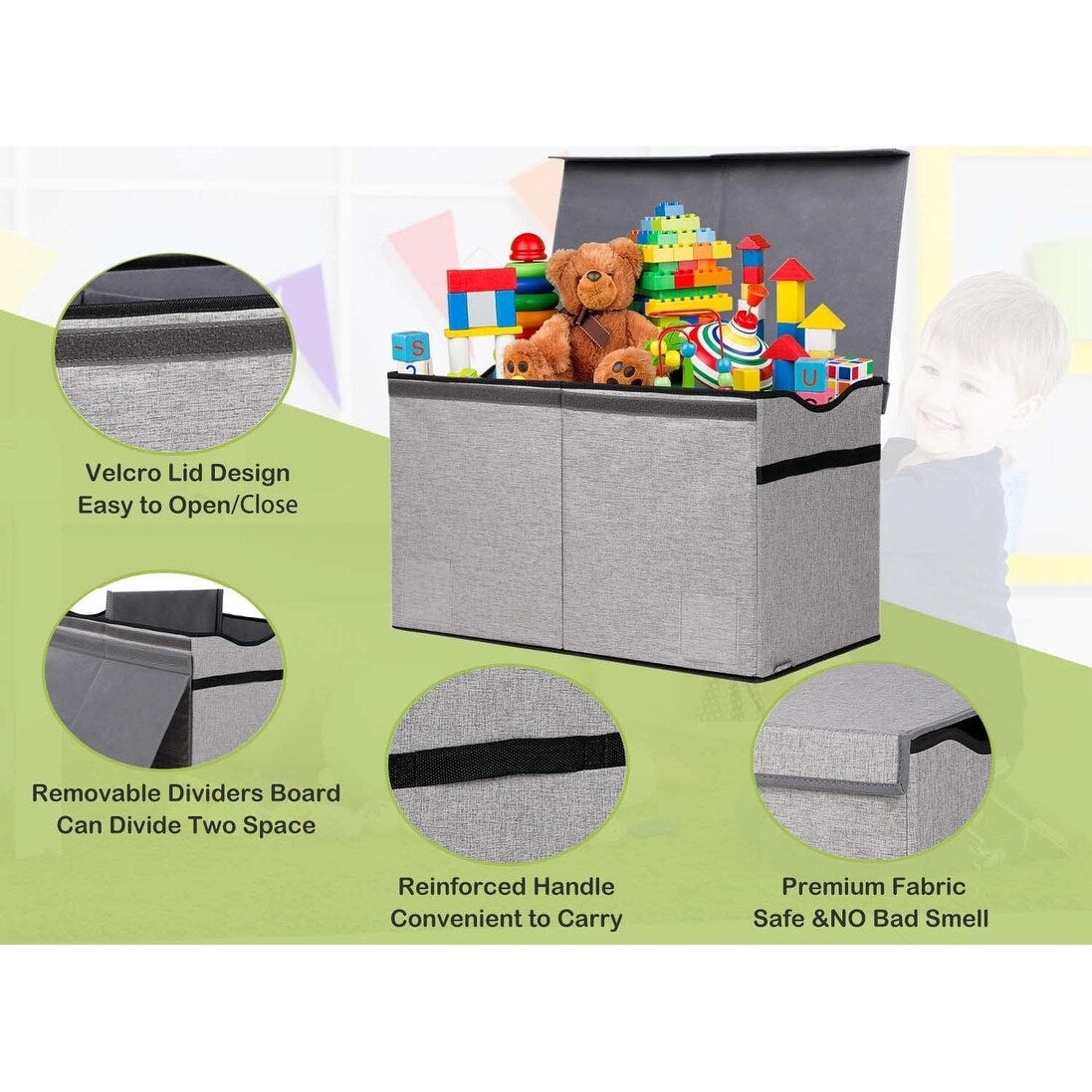 Toy Box Chest, Collapsible Sturdy Storage Bins