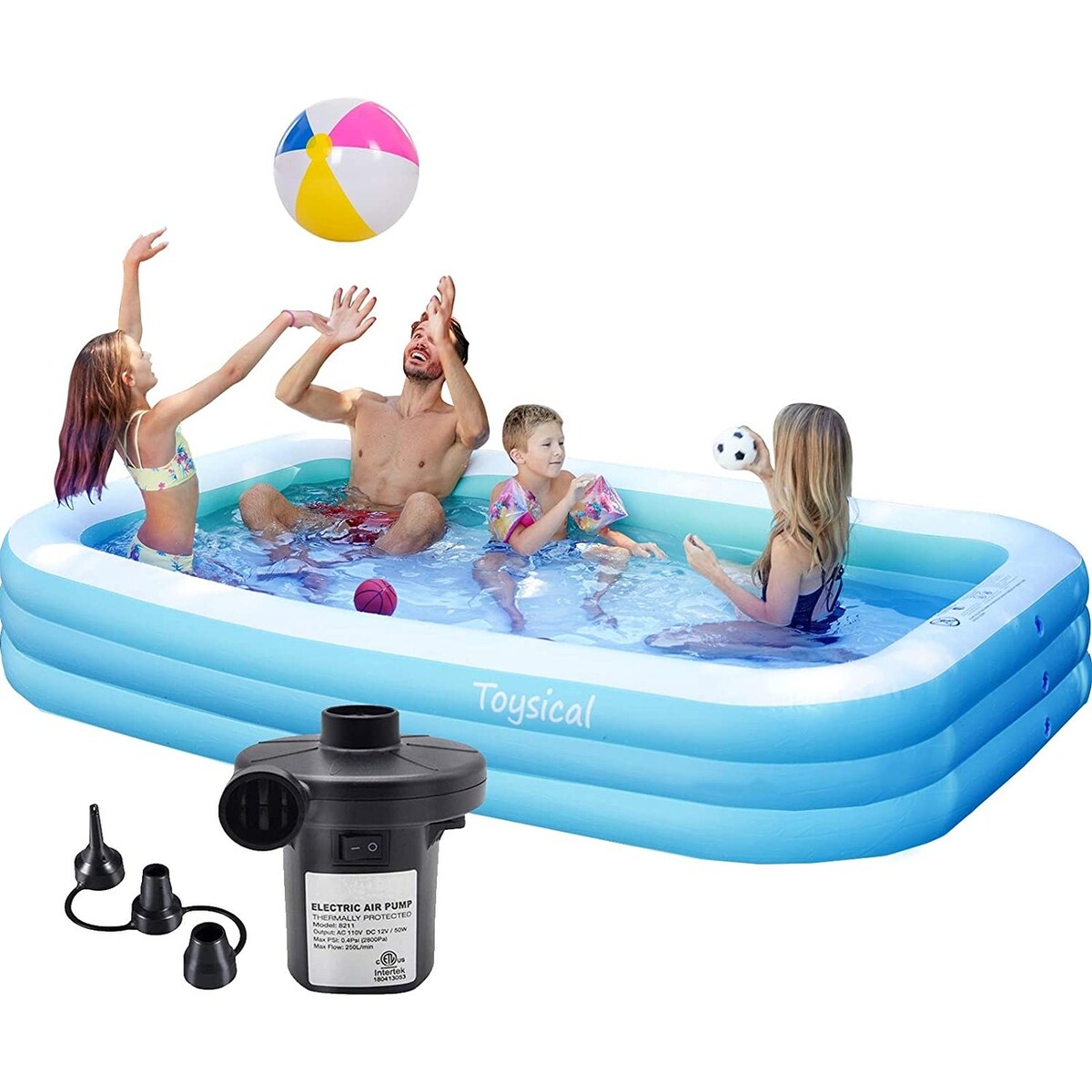 Toysical Inflatable Pool with Air Pump-118 x 72 x 22 Above Ground Pool