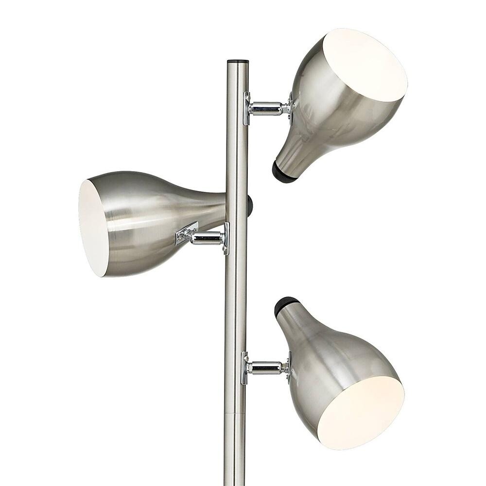 Trac 3-Light Brushed Steel Modern Tree-Style Floor Lamps Set of 2 - 10" x 64"
