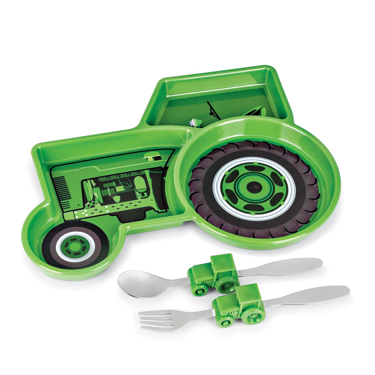 Tractor 3-Piece Meal Set with Portion-Divided Plate - 11.380 x 11.380