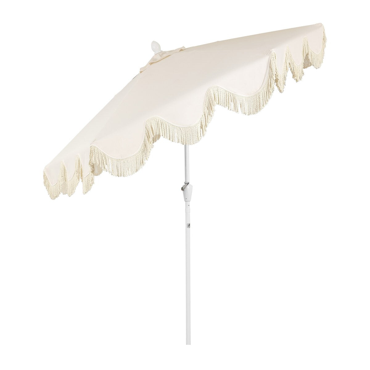 Tracy 9 ft. Classic Cottage Tassel Market Patio Umbrella with Auto-Tilt, Crank, Wind Vent and UV Protection, by JONATHAN Y