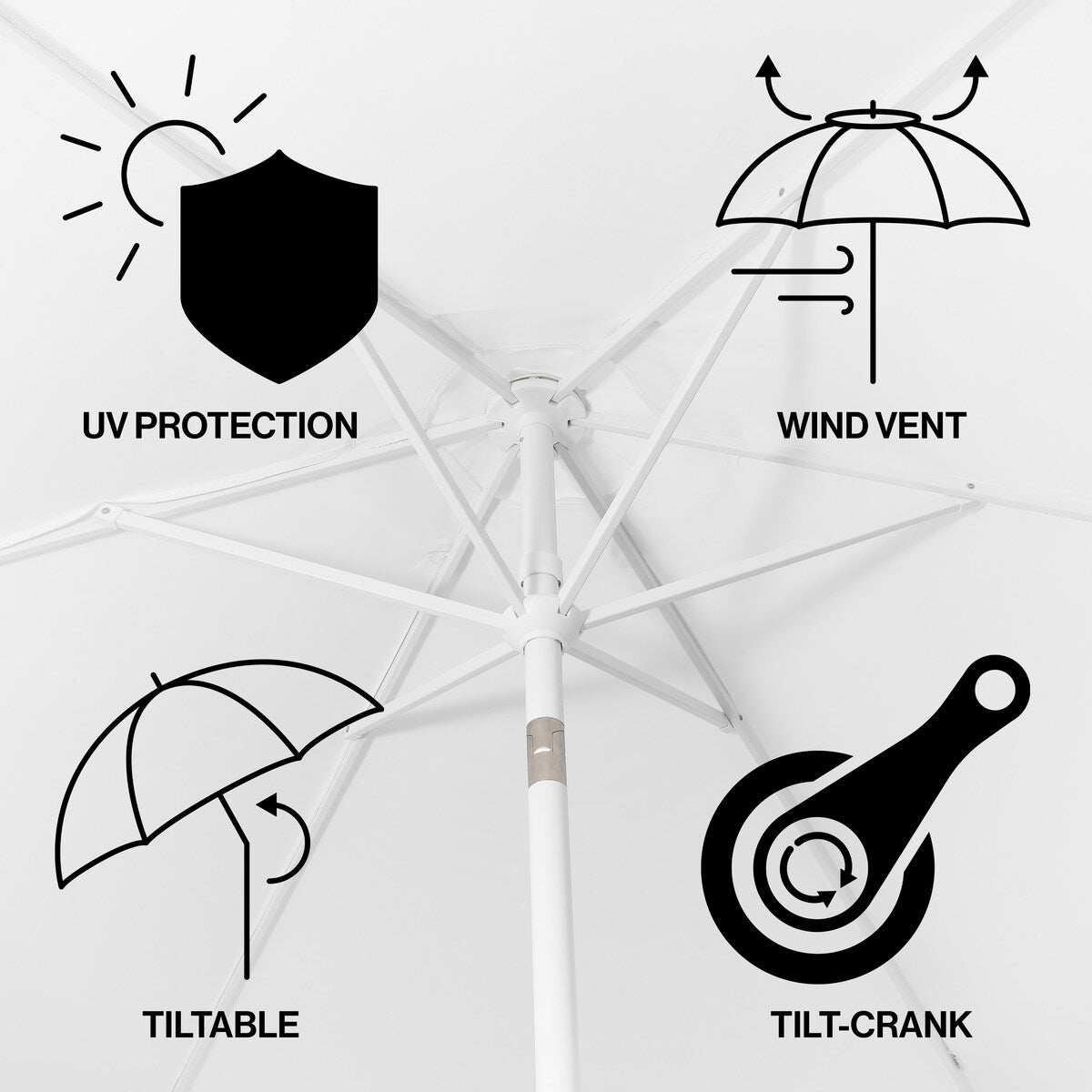 Tracy 9 ft. Classic Cottage Tassel Market Patio Umbrella with Auto-Tilt, Crank, Wind Vent and UV Protection, by JONATHAN Y