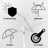 Tracy 9 ft. Classic Cottage Tassel Market Patio Umbrella with Auto-Tilt, Crank, Wind Vent and UV Protection, by JONATHAN Y