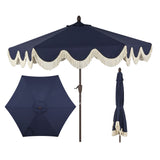 Tracy 9 ft. Classic Cottage Tassel Market Patio Umbrella with Auto-Tilt, Crank, Wind Vent and UV Protection, by JONATHAN Y