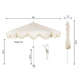 Tracy 9 ft. Classic Cottage Tassel Market Patio Umbrella with Auto-Tilt, Crank, Wind Vent and UV Protection, by JONATHAN Y