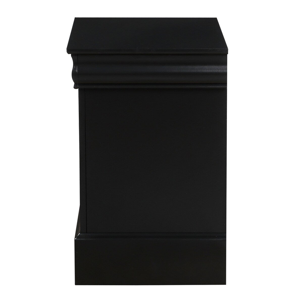 Traditional 2 Drawers wood Nightstand By Louis Philippe III, Black