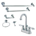 Kingston Brass Traditional 4 in. Bathroom Faucet with 5-Piece Bathroom Hardware Combo