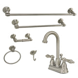 Kingston Brass Traditional 4 in. Bathroom Faucet with 5-Piece Bathroom Hardware Combo