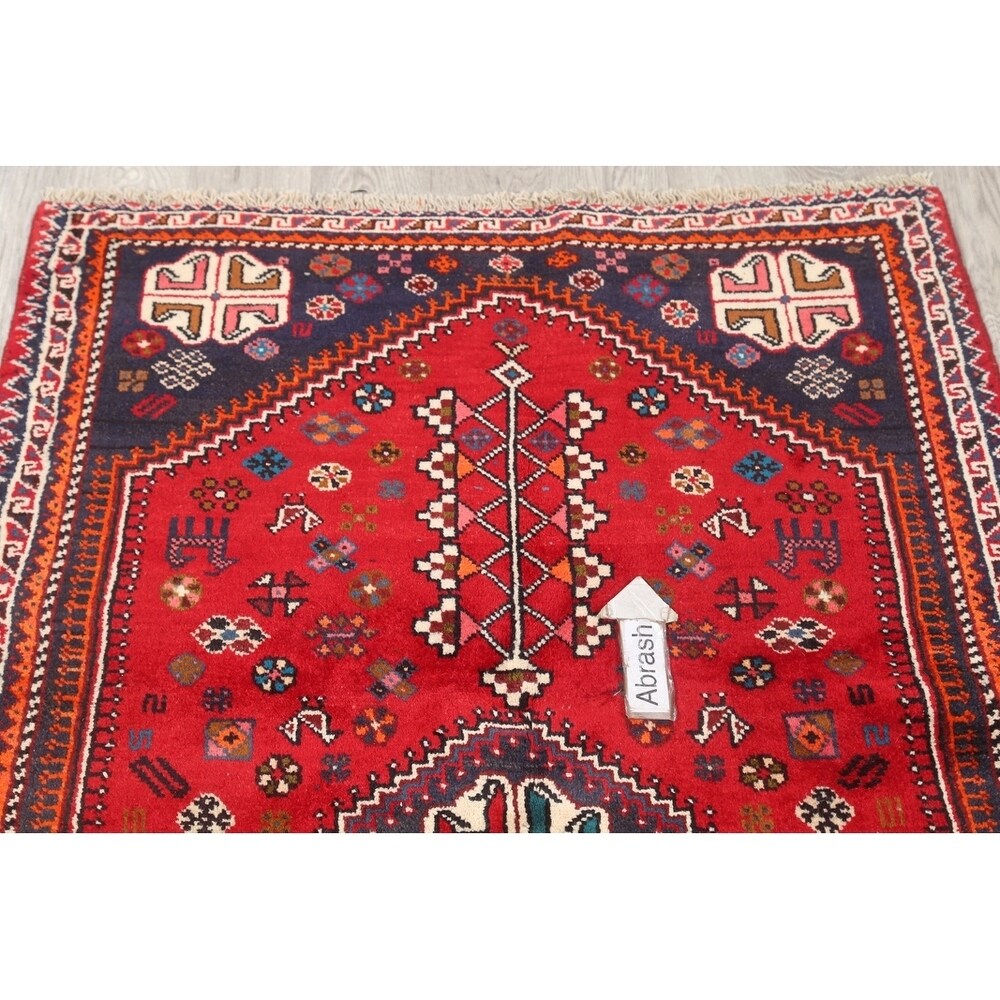 Traditional Abadeh Shiraz Persian Hand Made Tribal Area Rug Red - 5'2" x 3'7"