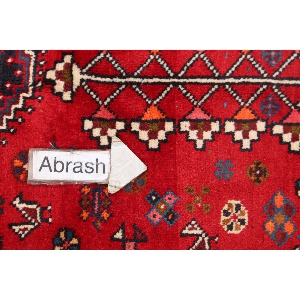 Traditional Abadeh Shiraz Persian Hand Made Tribal Area Rug Red - 5'2" x 3'7"