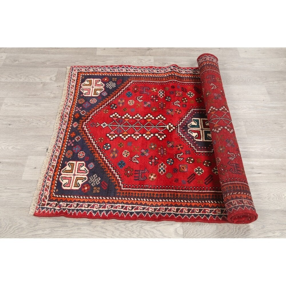 Traditional Abadeh Shiraz Persian Hand Made Tribal Area Rug Red - 5'2" x 3'7"