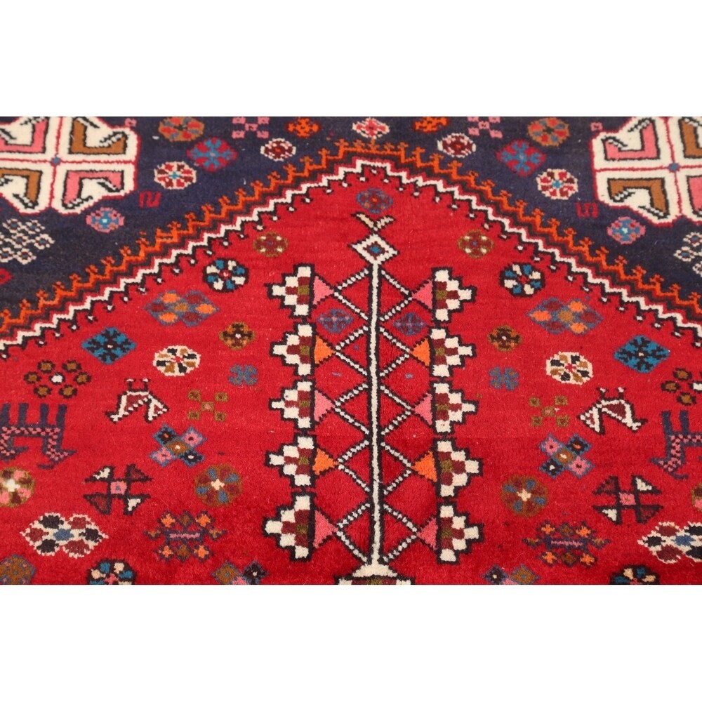 Traditional Abadeh Shiraz Persian Hand Made Tribal Area Rug Red - 5'2" x 3'7"
