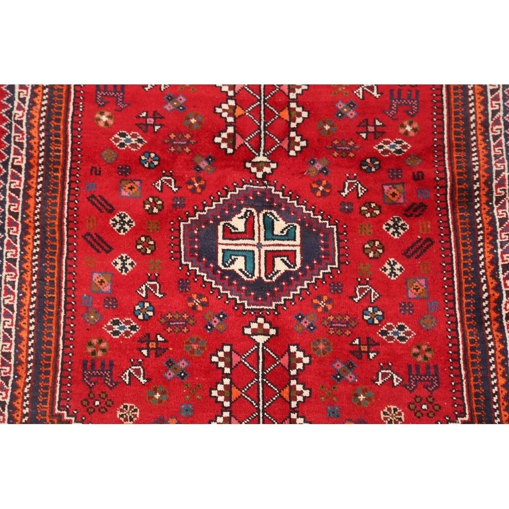 Traditional Abadeh Shiraz Persian Hand Made Tribal Area Rug Red - 5'2" x 3'7"