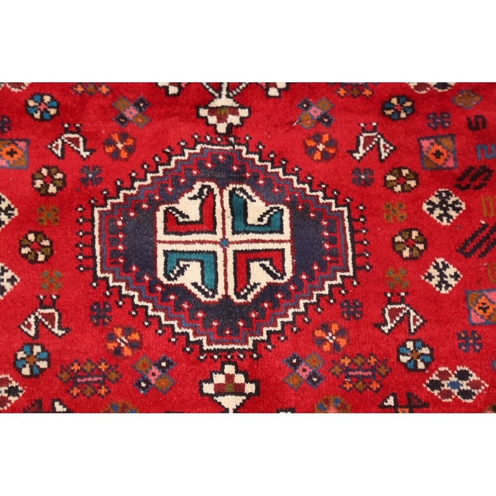 Traditional Abadeh Shiraz Persian Hand Made Tribal Area Rug Red - 5'2" x 3'7"