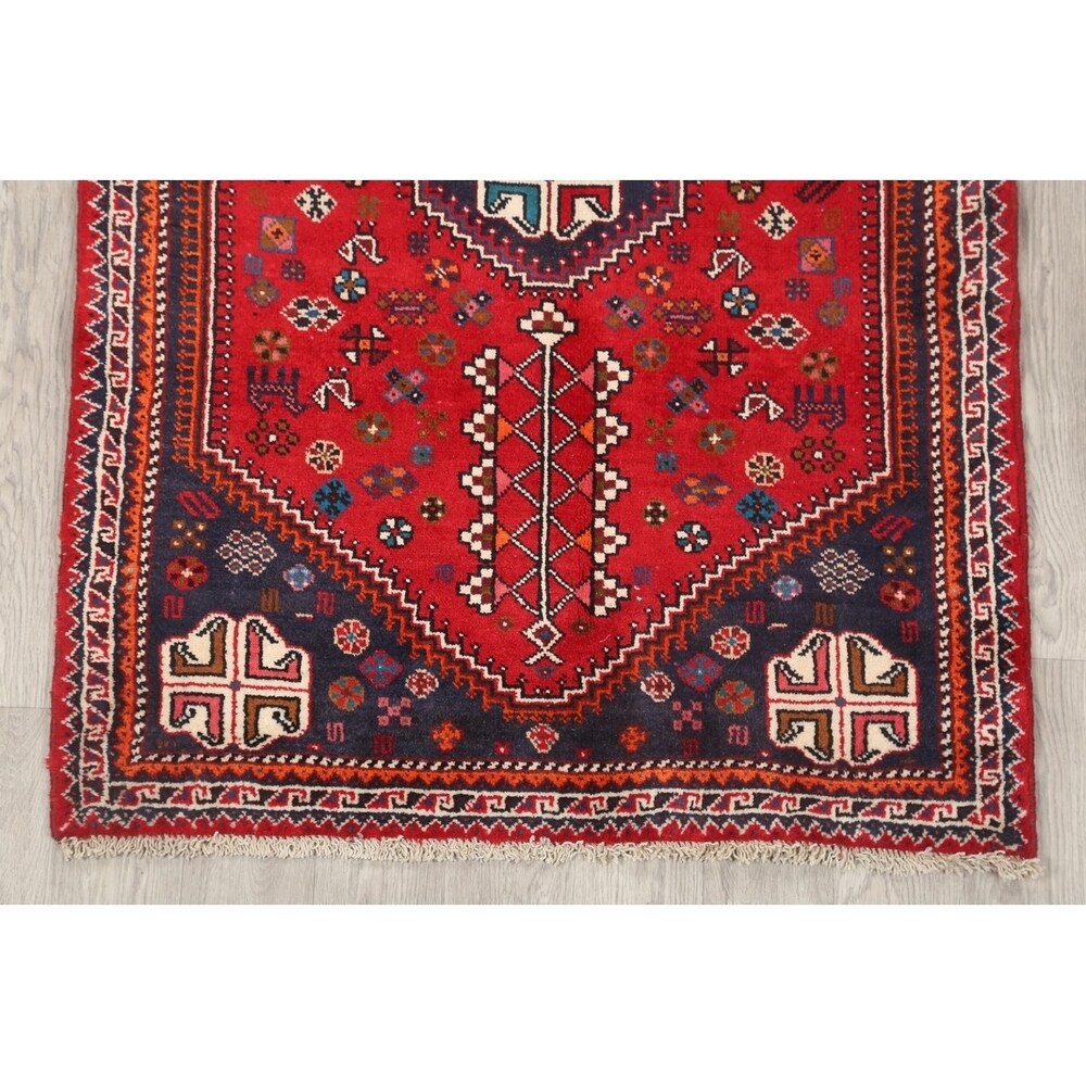 Traditional Abadeh Shiraz Persian Hand Made Tribal Area Rug Red - 5'2" x 3'7"