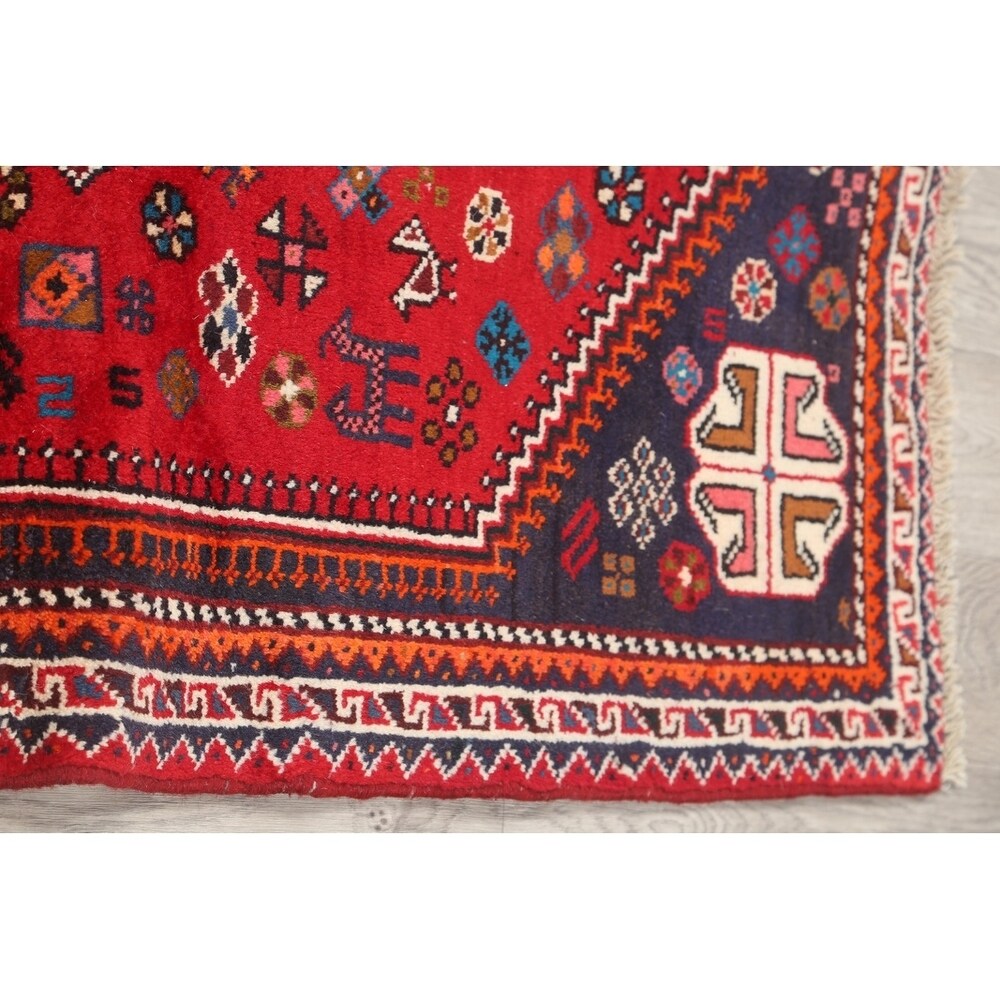Traditional Abadeh Shiraz Persian Hand Made Tribal Area Rug Red - 5'2" x 3'7"