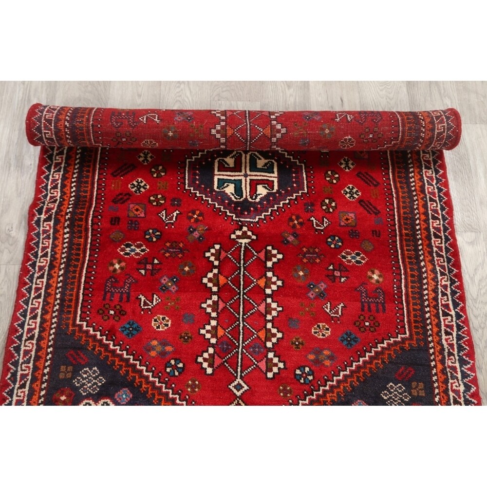 Traditional Abadeh Shiraz Persian Hand Made Tribal Area Rug Red - 5'2" x 3'7"