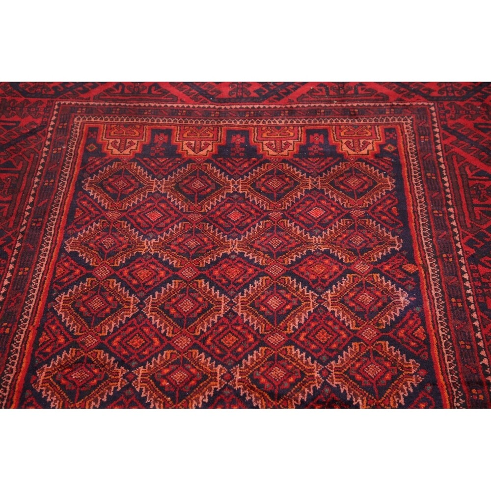 Traditional Balouch Afghan Carpet Hand Knotted Wool Oriental Area Rug - 6'11" x 3'7"