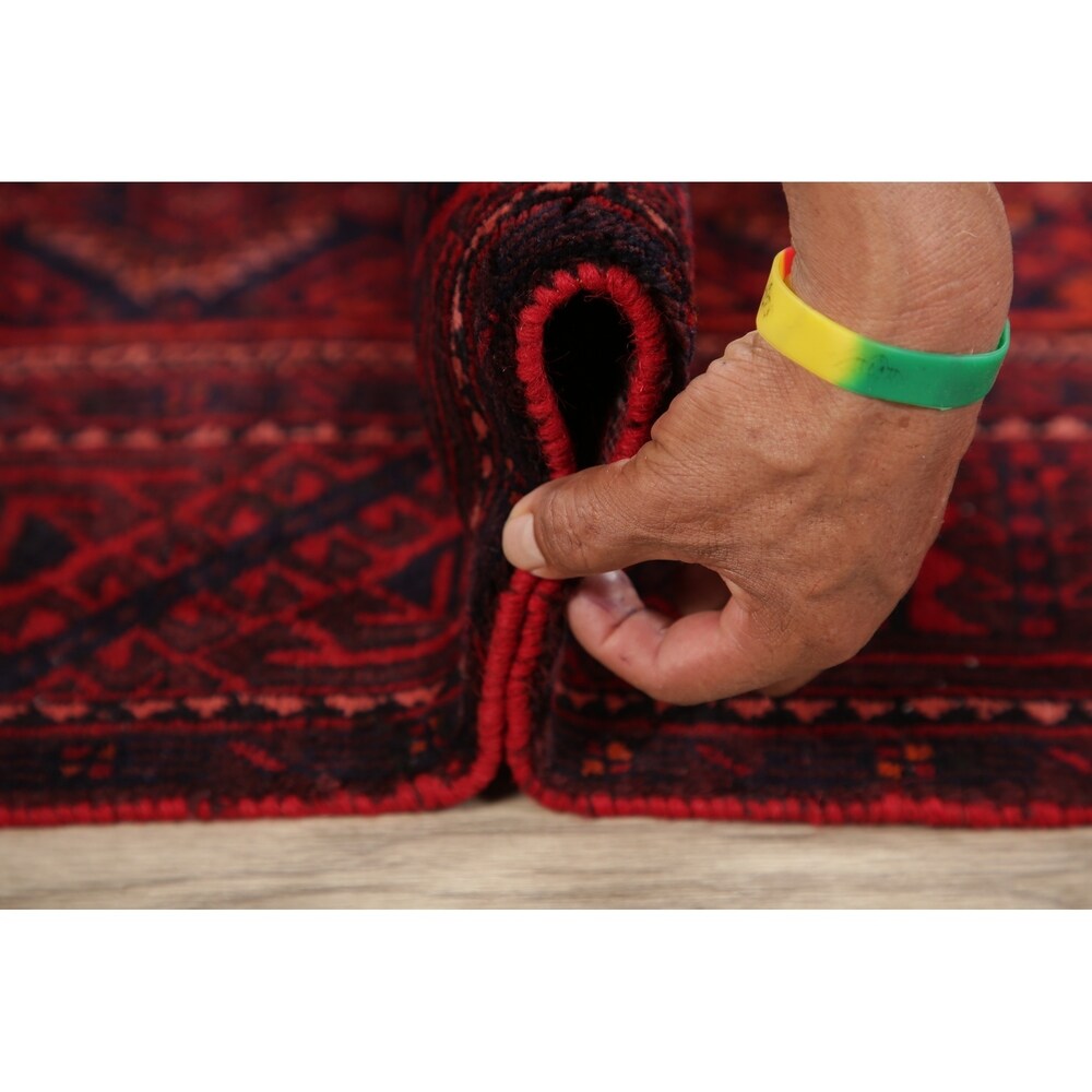 Traditional Balouch Afghan Carpet Hand Knotted Wool Oriental Area Rug - 6'11" x 3'7"