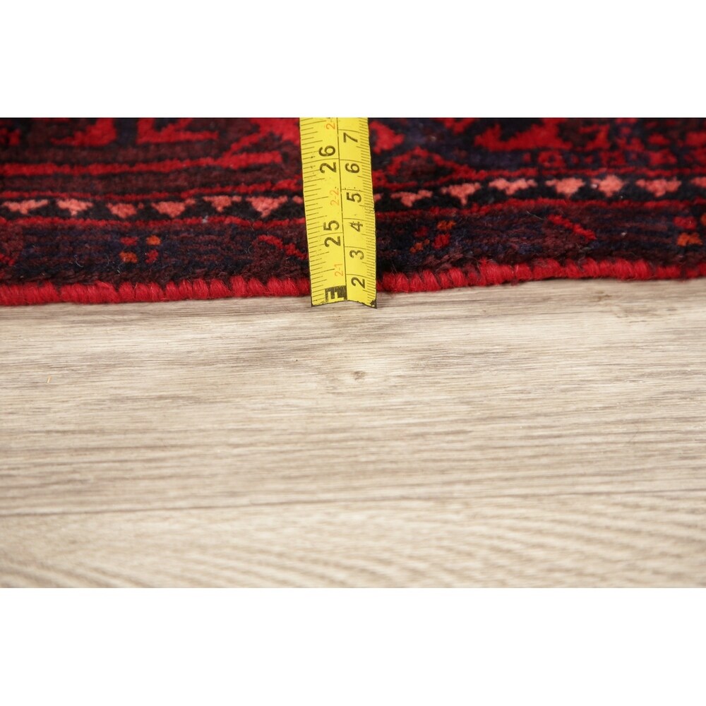Traditional Balouch Afghan Carpet Hand Knotted Wool Oriental Area Rug - 6'11" x 3'7"